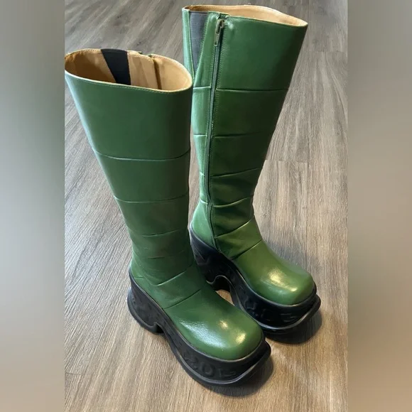 John Fluevog Green Paloma Boots Size 8 - Picture 6 of 12
